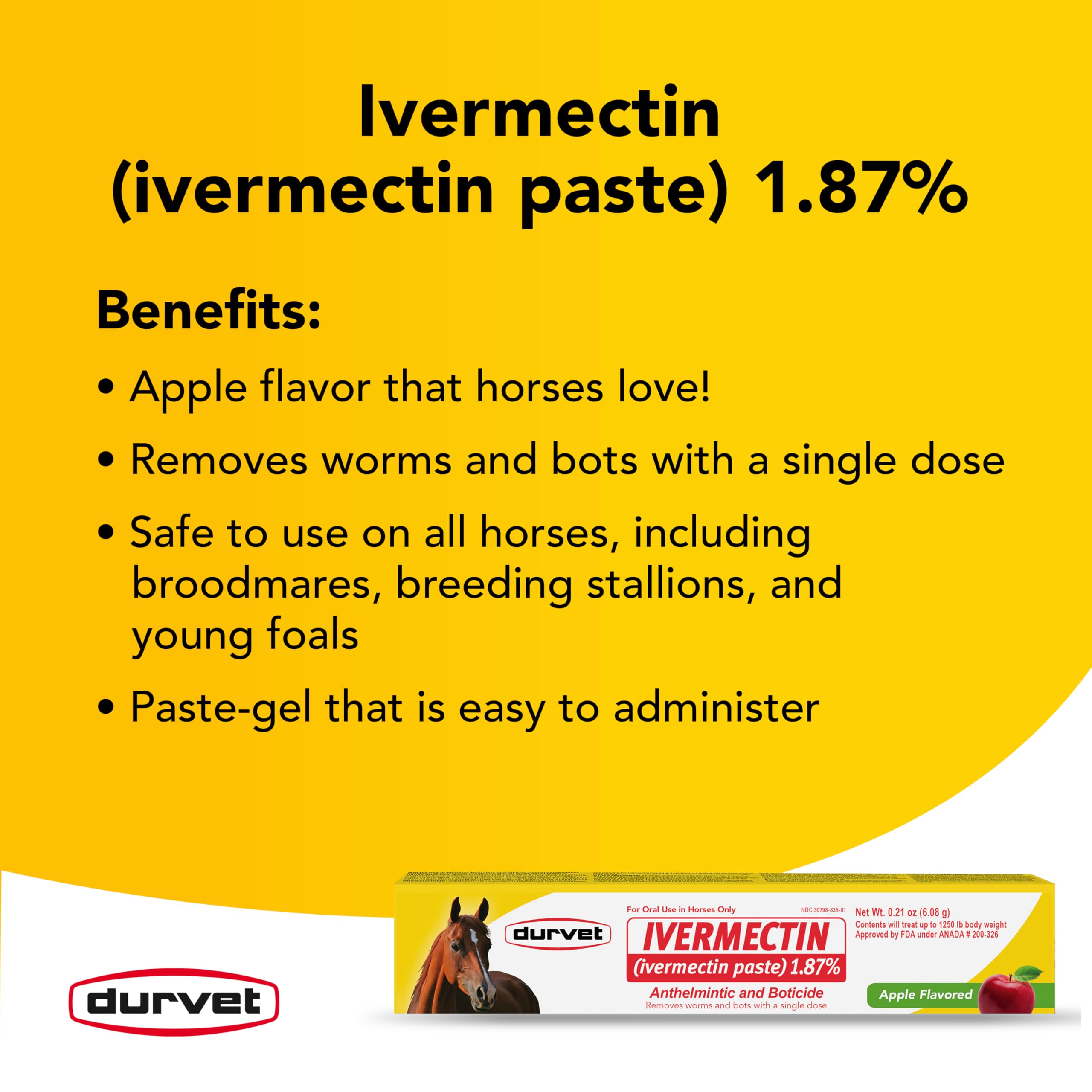 Durvet Ivermectina Paste sabor manzana para desparasitación agradable
