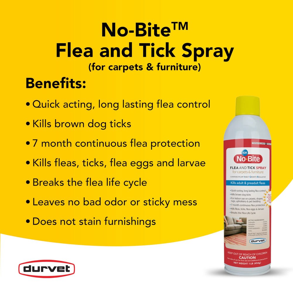 Durvet No Bite IGR spray para cubrir áreas de descanso en casa.