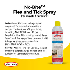 Durvet No Bite IGR spray en tapicería para reducir pulgas y garrapatas.