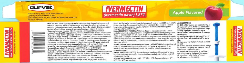 Durvet pasta de ivermectina, aplicación práctica en caballos para el cuidado.