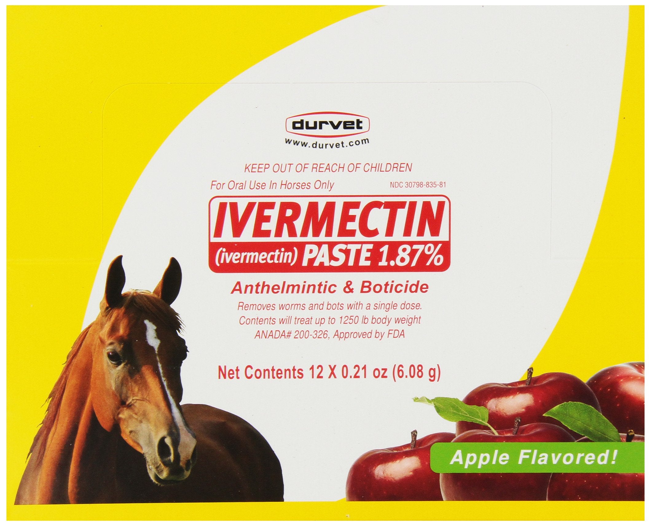 Durvet pasta ivermectina para caballos, desparasita con una sola dosis, sabor a manzana.