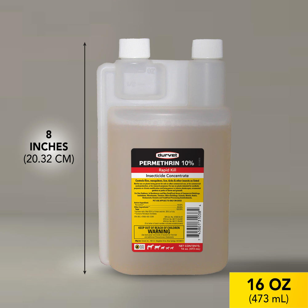 Durvet Permetrina EC 10% envase práctico para uso doméstico