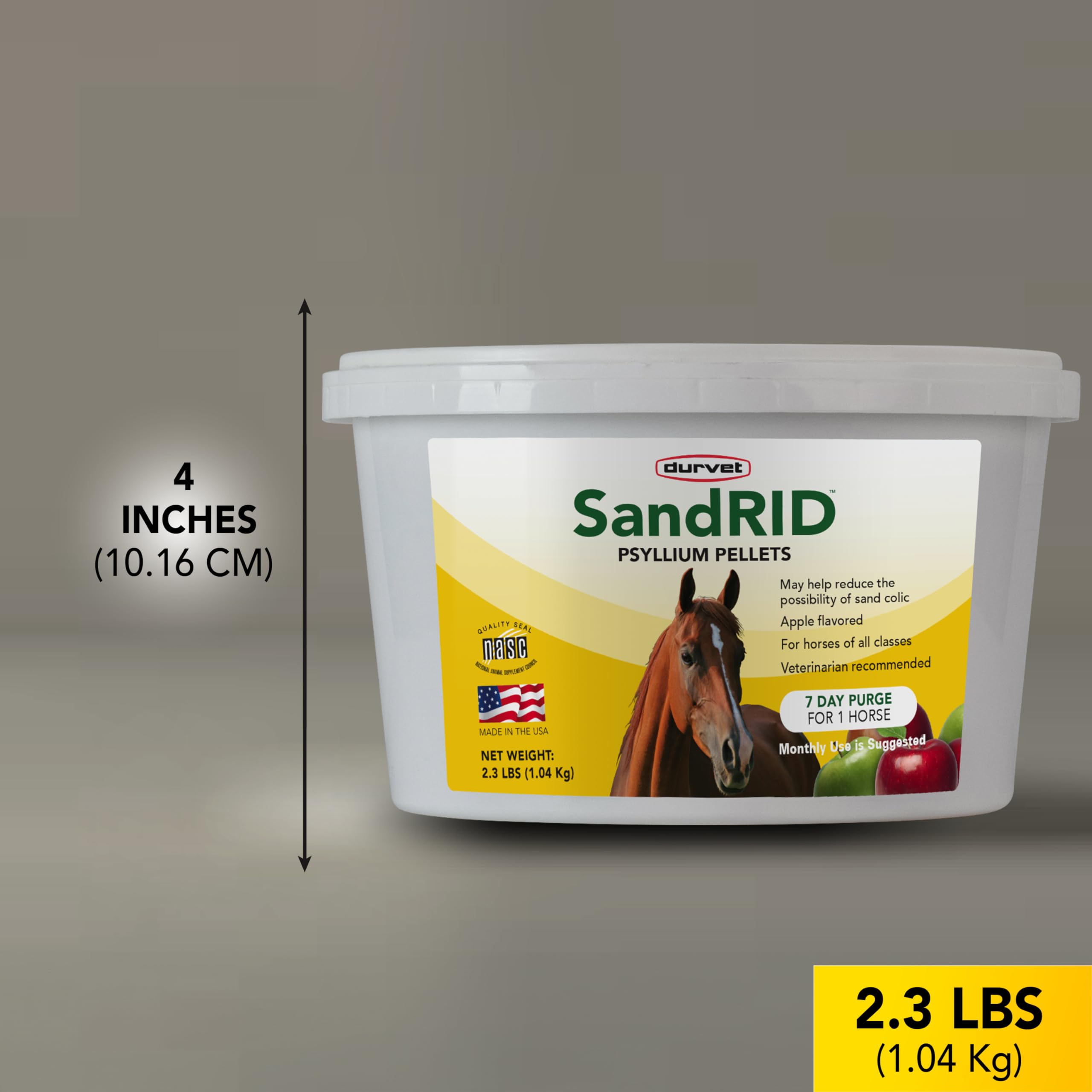 Durvet Sandrid granulos, sabor manzana-melaza, fácil de alimentar.