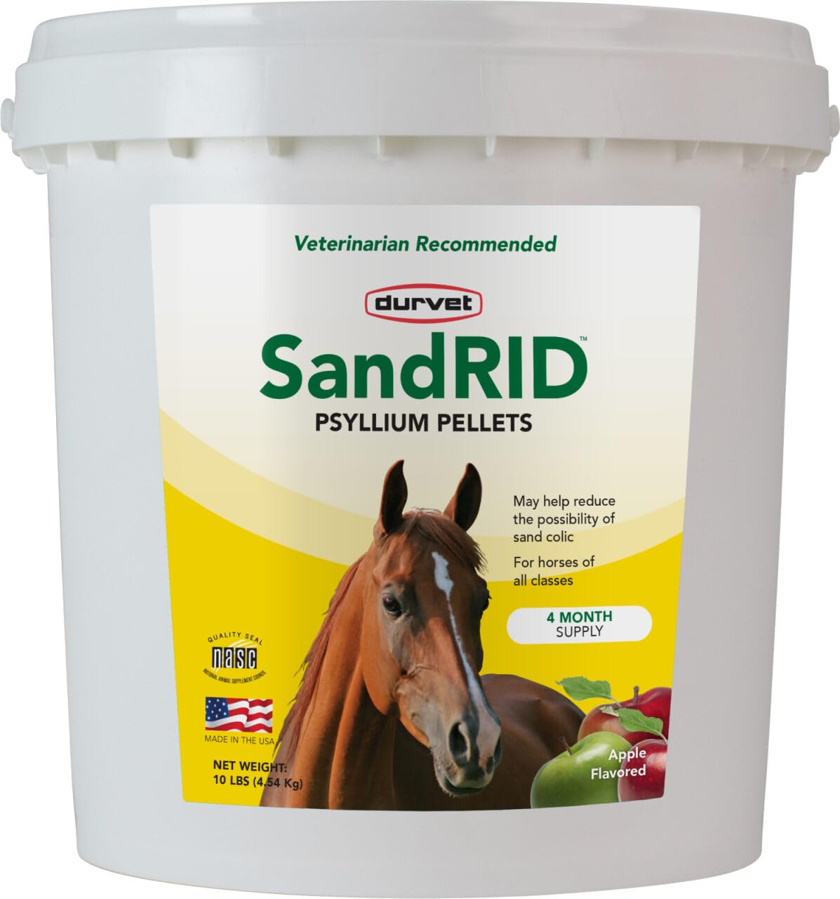 Durvet Sandrid Psyllium Pellets para caballos, apoyo a la digestión y manejo de arena.