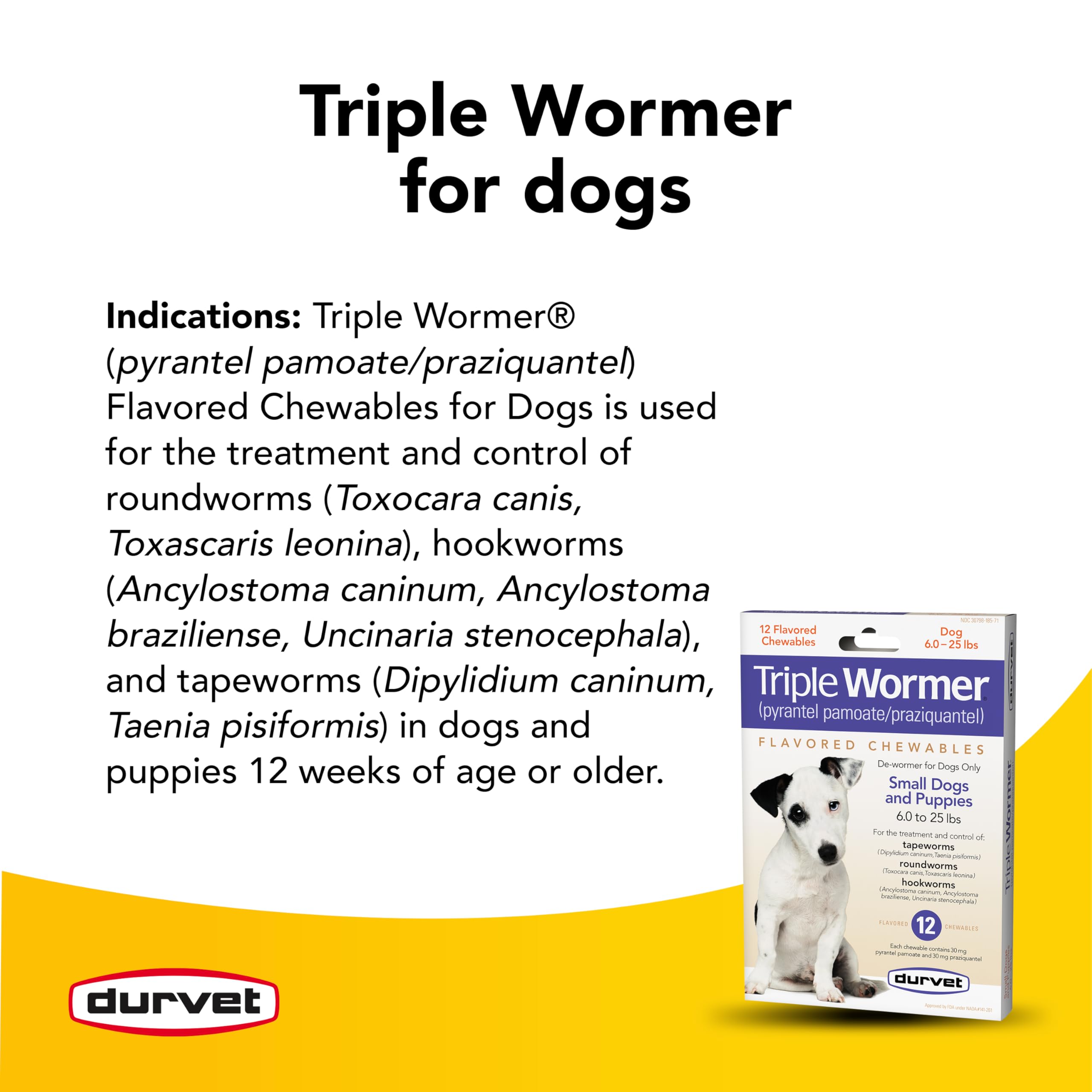 Durvet Triple Wormer tableta en mano para dosificación fácil