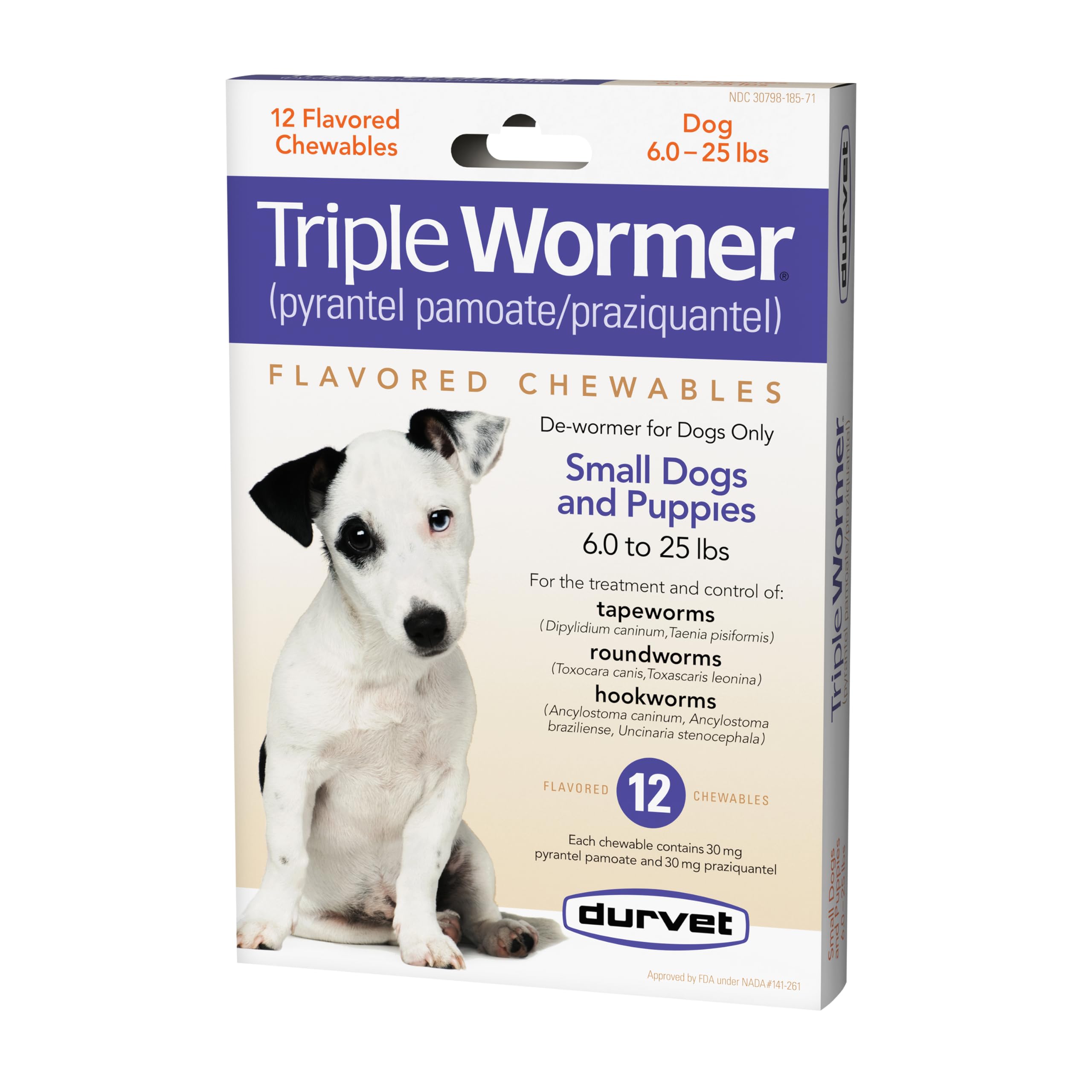 Durvet Triple Wormer tableta masticable para cachorros facilita la administración