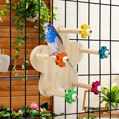 DVHEY percha giratoria para aves con rueda de 5 perchas, ideal para ejercicio.