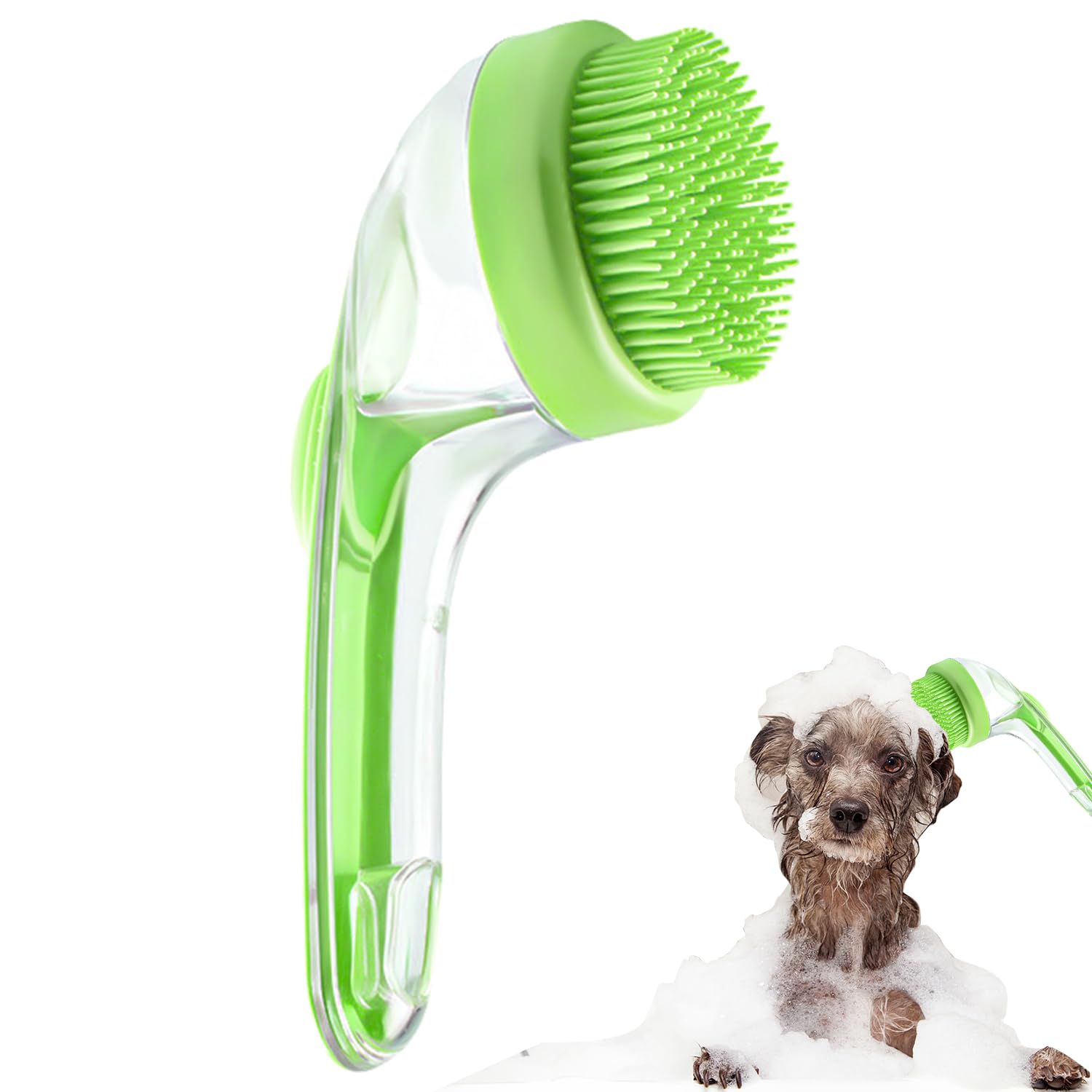 DVHNMK cepillo lavado perro 2 en 1 verde para un baño suave