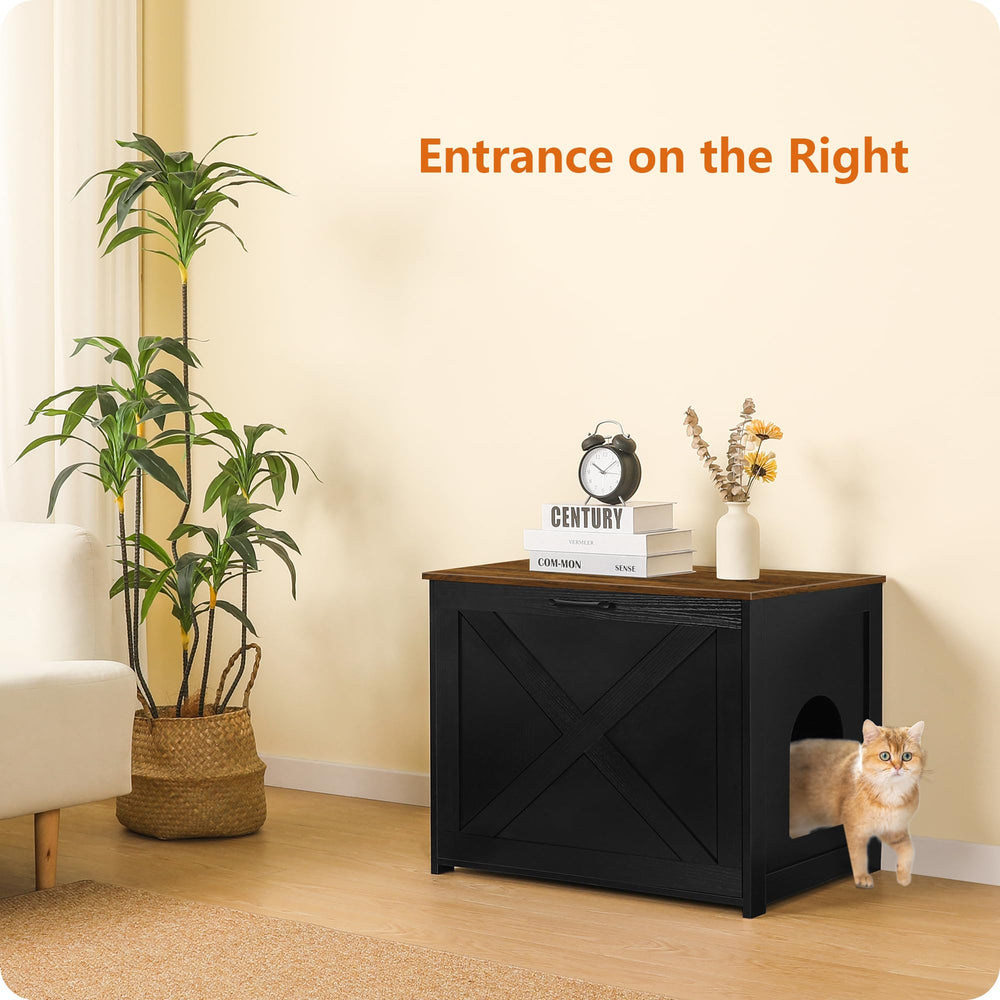 Dwanton caja-arena-gato interior con espacio privado para comodidad.