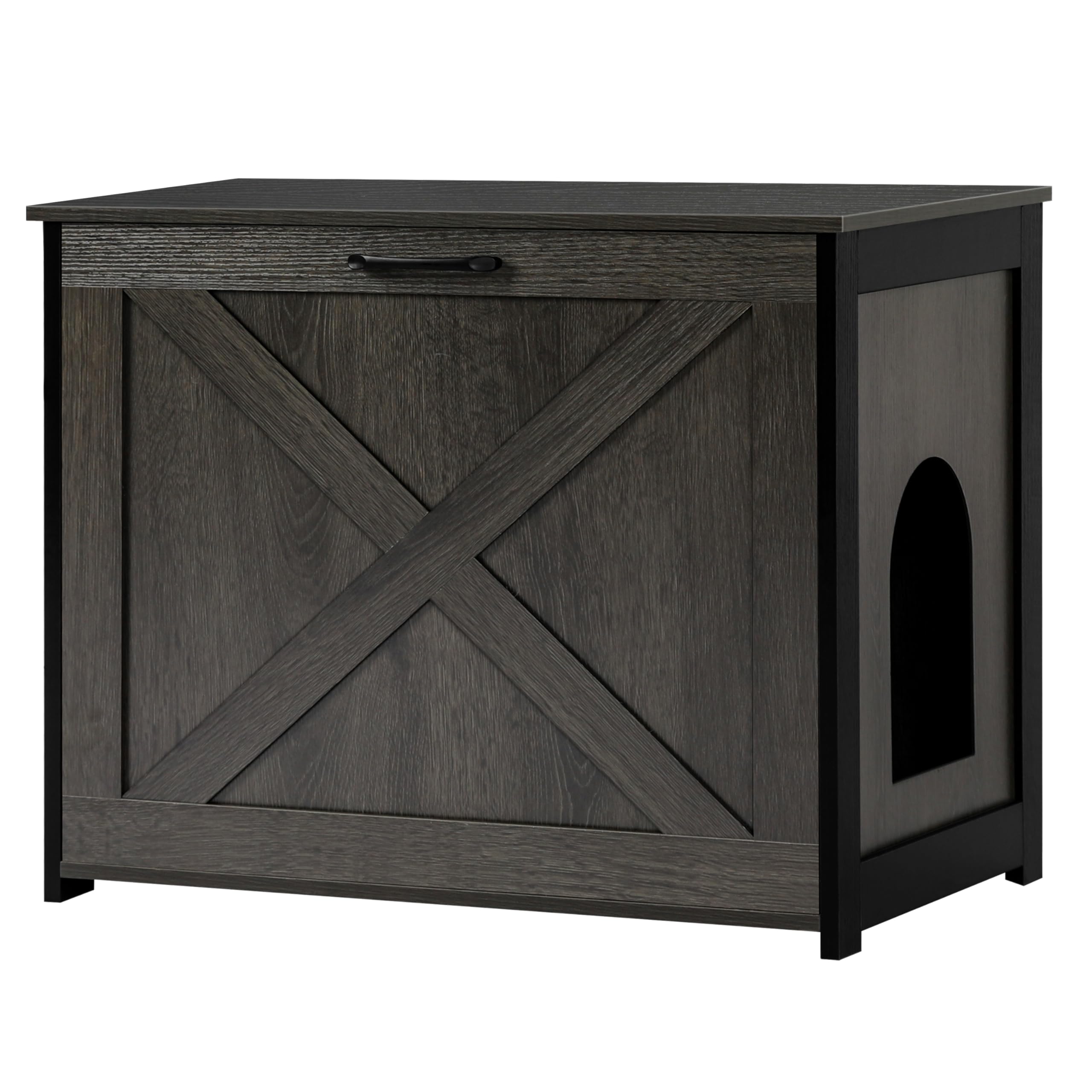 Dwanton caja arena gato mueble oculto vista frontal mejora la limpieza