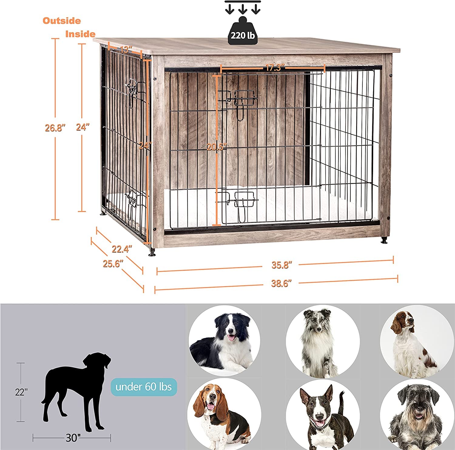 DWANTON caja-perro segura: borde de madera para evitar mordidas y pellizcos.