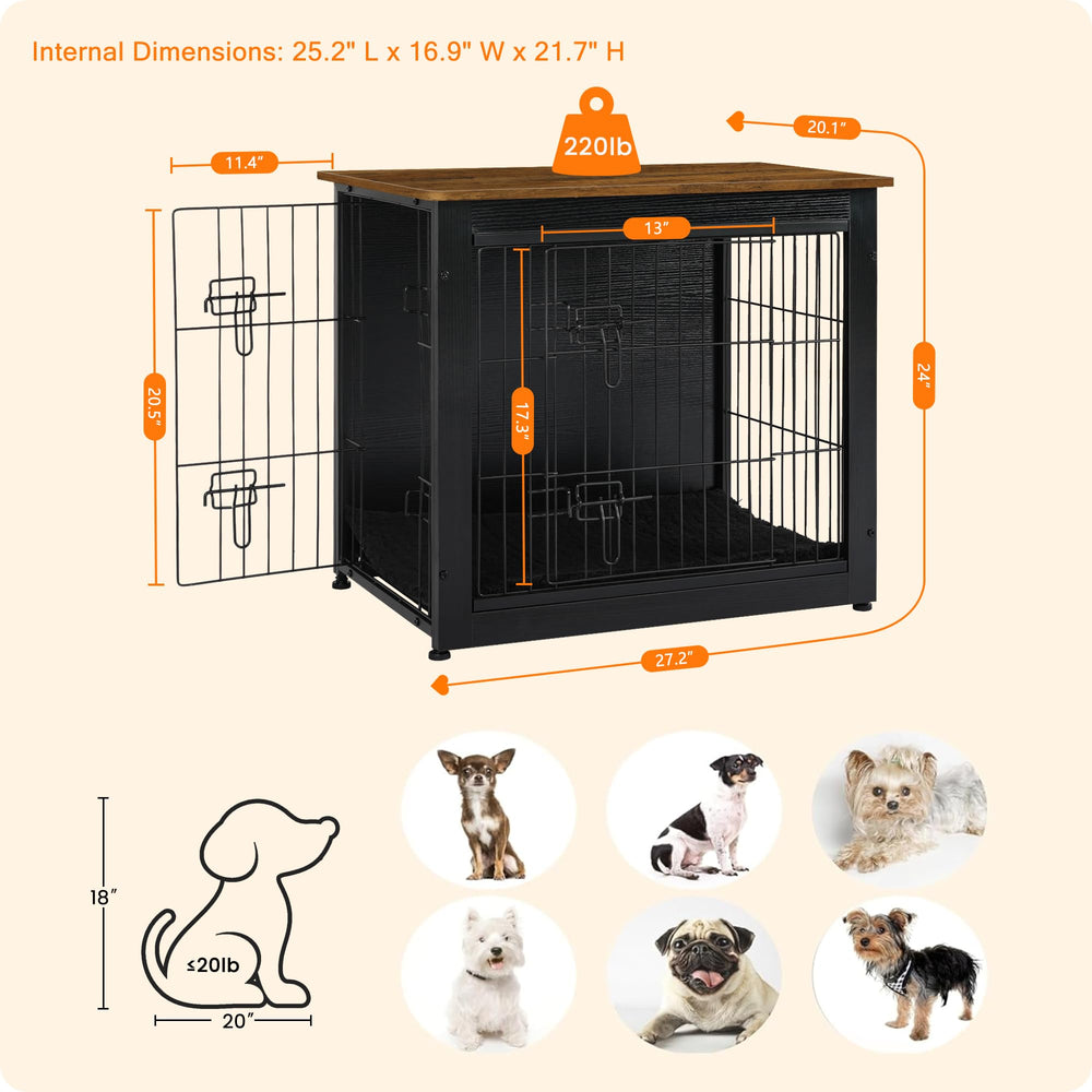 Dwanton casa para perro interior de madera, diseño elegante para sala.