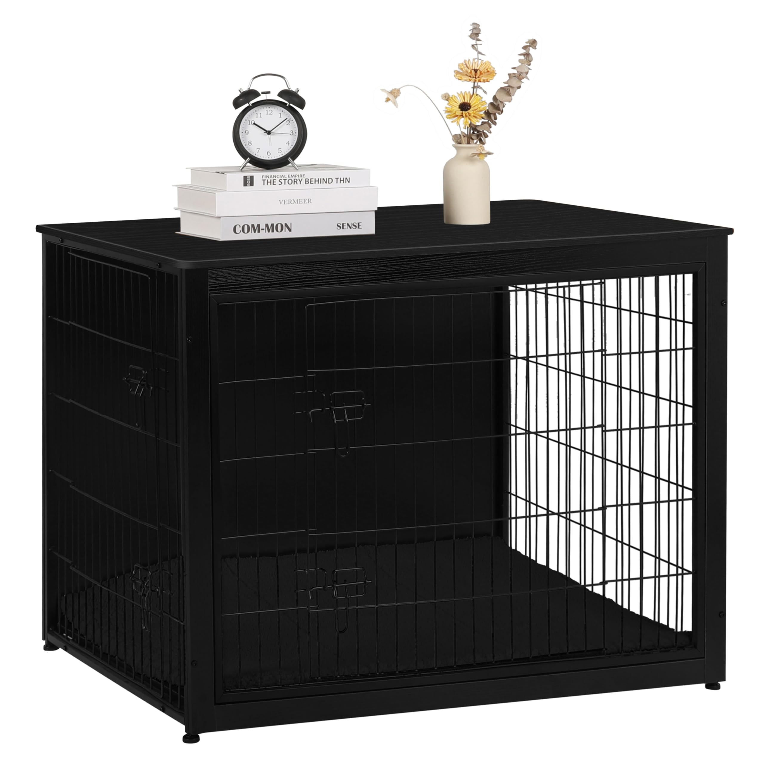 Dwanton Dog Crate Furniture, acabado negro elegante para cualquier ambiente.