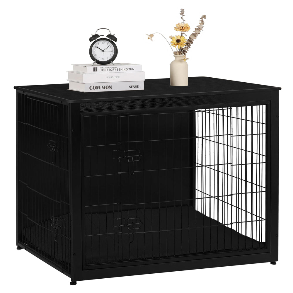 Dwanton Dog Crate Furniture, acabado negro elegante para cualquier ambiente.
