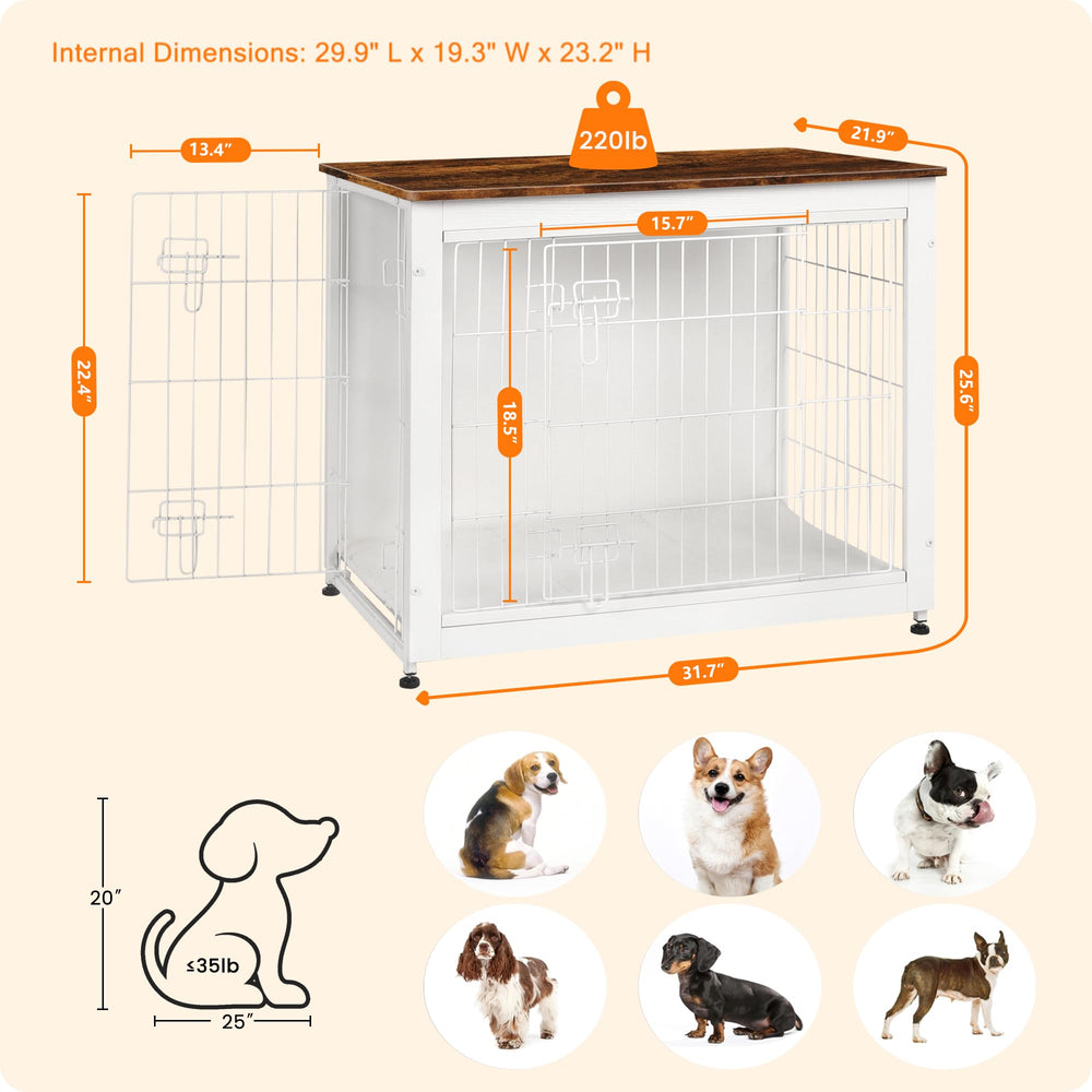 Dwanton jaula-mueble para perros con base de madera que aporta estabilidad.