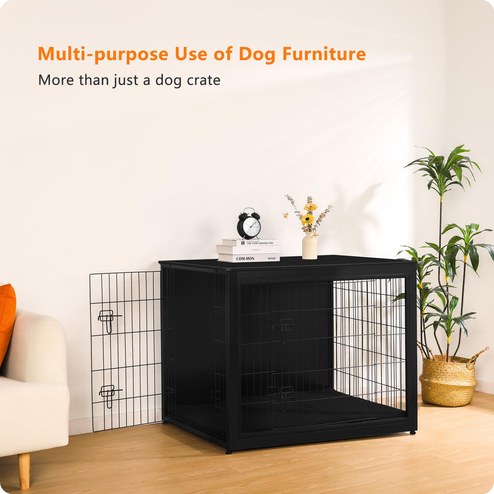 Dwanton Dog Crate Furniture, dimensiones de 43.3 pulgadas para perros grandes.