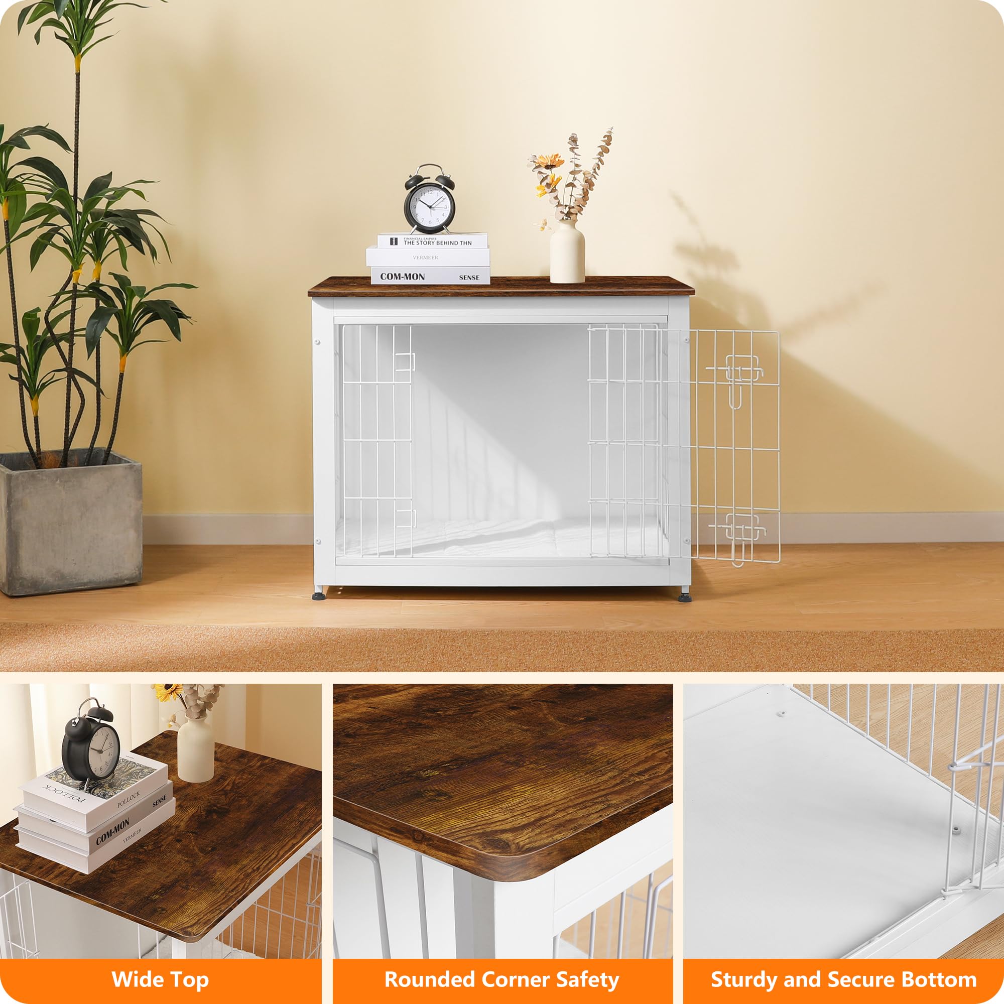 Dwanton jaula-mueble con pies ajustables para nivelar en suelos irregulares.