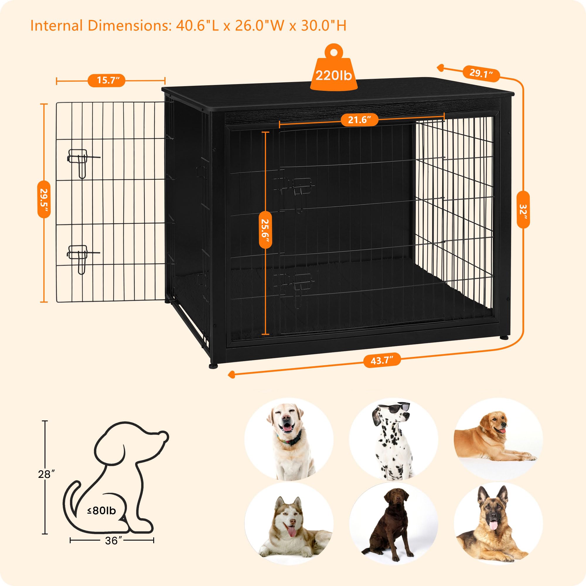 Dwanton Dog Crate Furniture, pies ajustables para estabilidad en cualquier suelo.