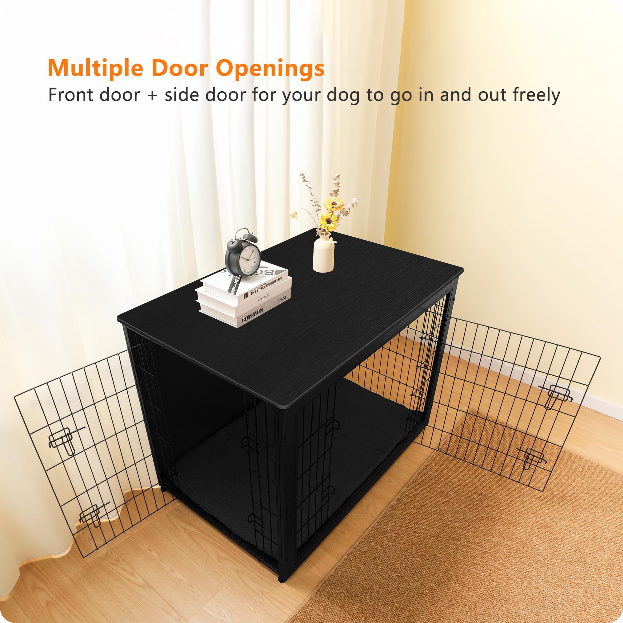 Dwanton Dog Crate Furniture, puertas dobles para entrada y salida fáciles.
