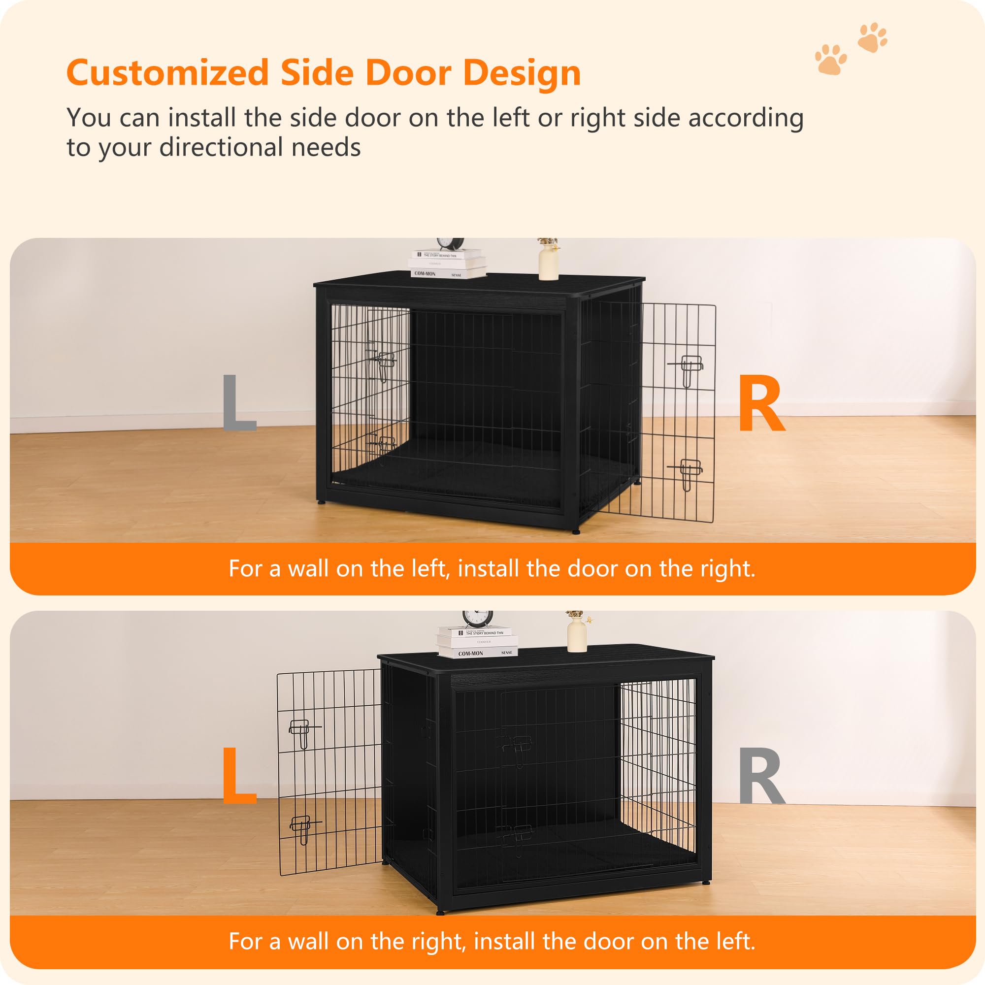 Dwanton Dog Crate Furniture, construcción en tablero de partículas y alambre duradero.