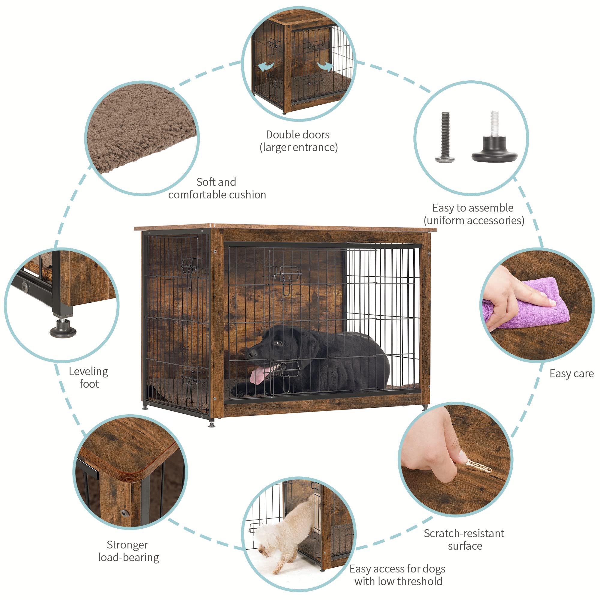 Dwanton jaula de madera con base de alambre para durabilidad.