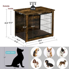 Dwanton jaula-mueble para perros: estructura de madera duradera para uso diario
