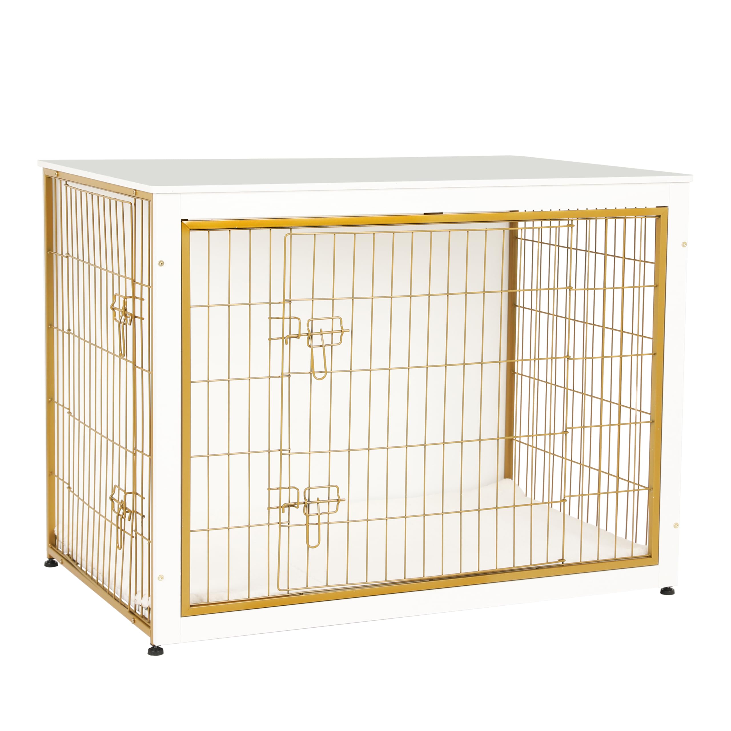 Dwanton jaula para perros con doble puertas, ideal como mueble auxiliar en sala.