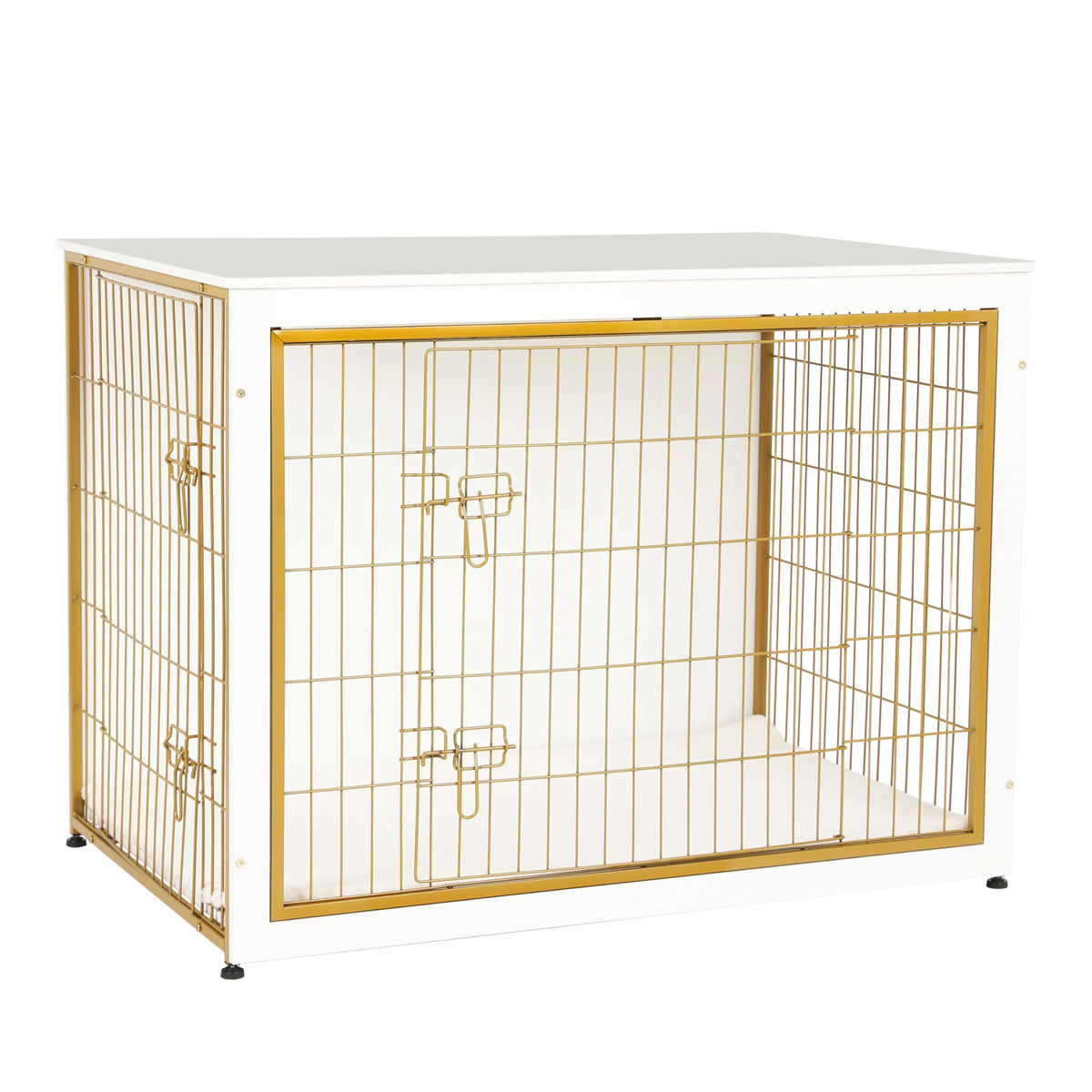 Dwanton jaula para perros con doble puertas, ideal como mueble auxiliar en sala.