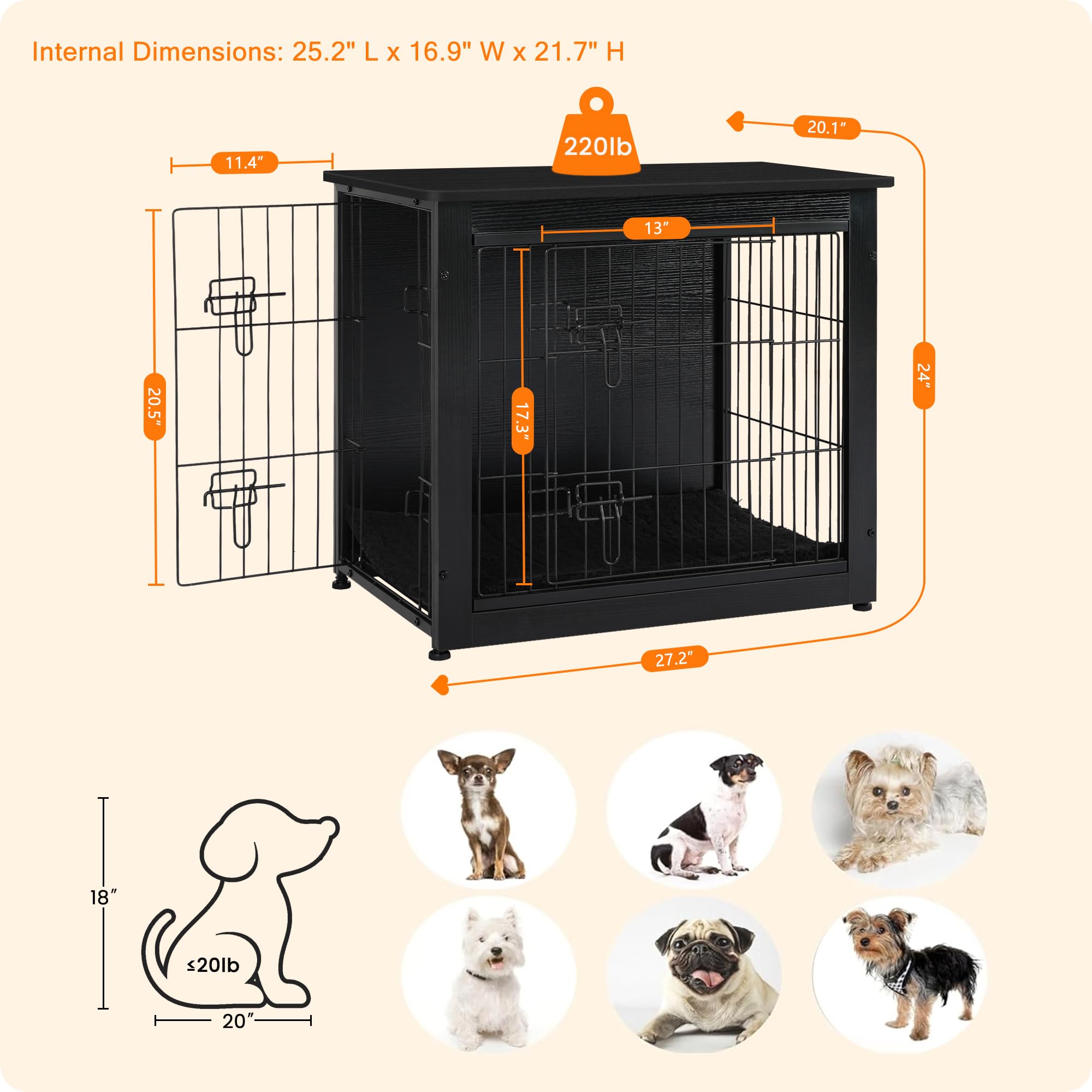 Dwanton jaula-perro acceso puertas-dobles, entrada y salida fáciles