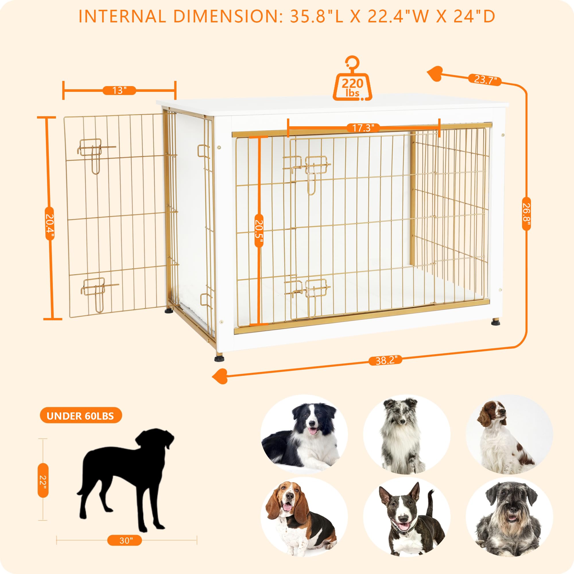 DWANTON jaula para perro con cojín interior, descanso cómodo