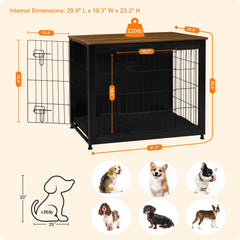 Dwanton jaula para perro con doble acceso y pies ajustables para estabilidad