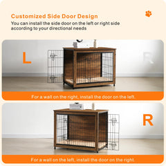 Dwanton jaula para perro en madera con patas ajustables para estabilidad