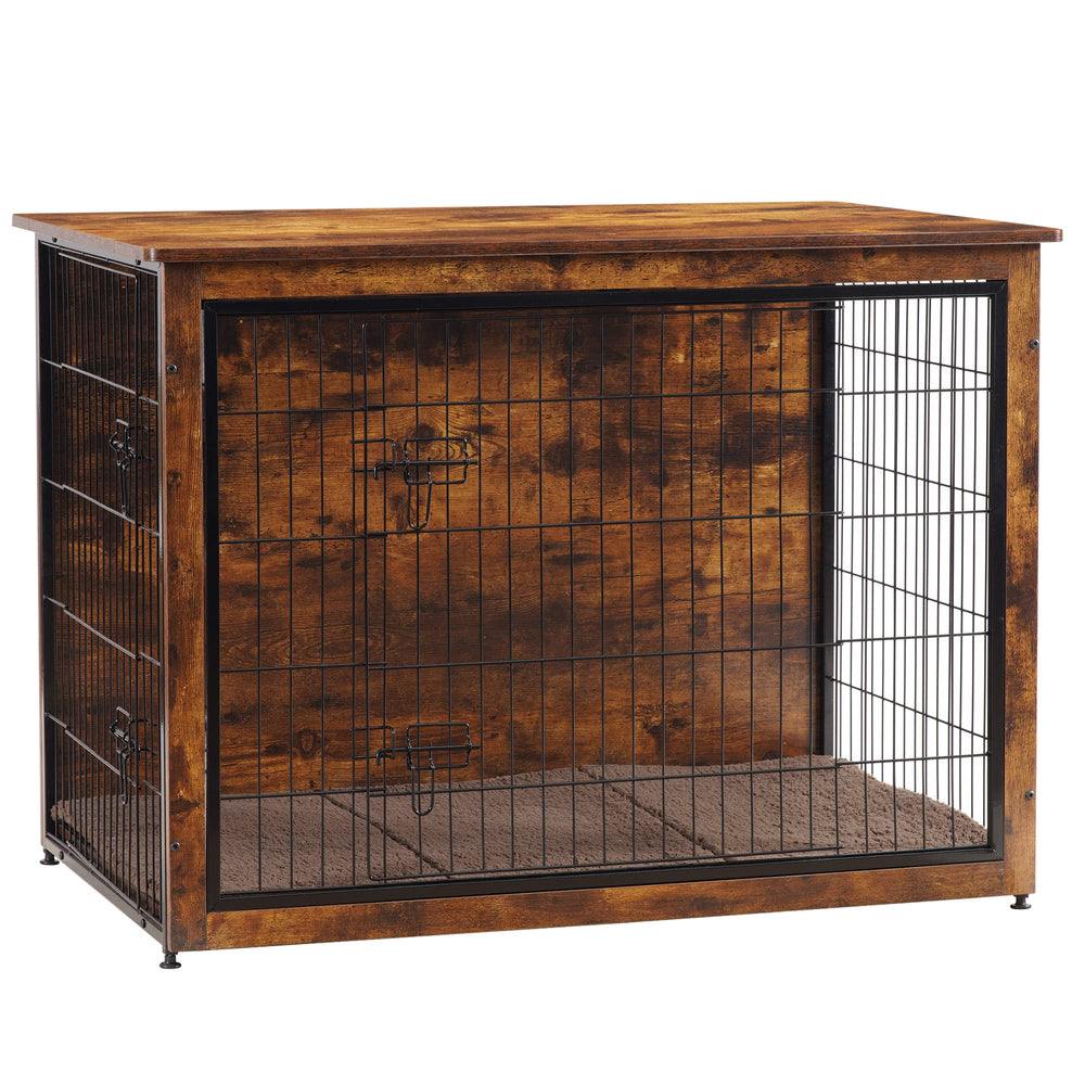 DWANTON jaula para perros con cojín en mesa de madera estilo rústico