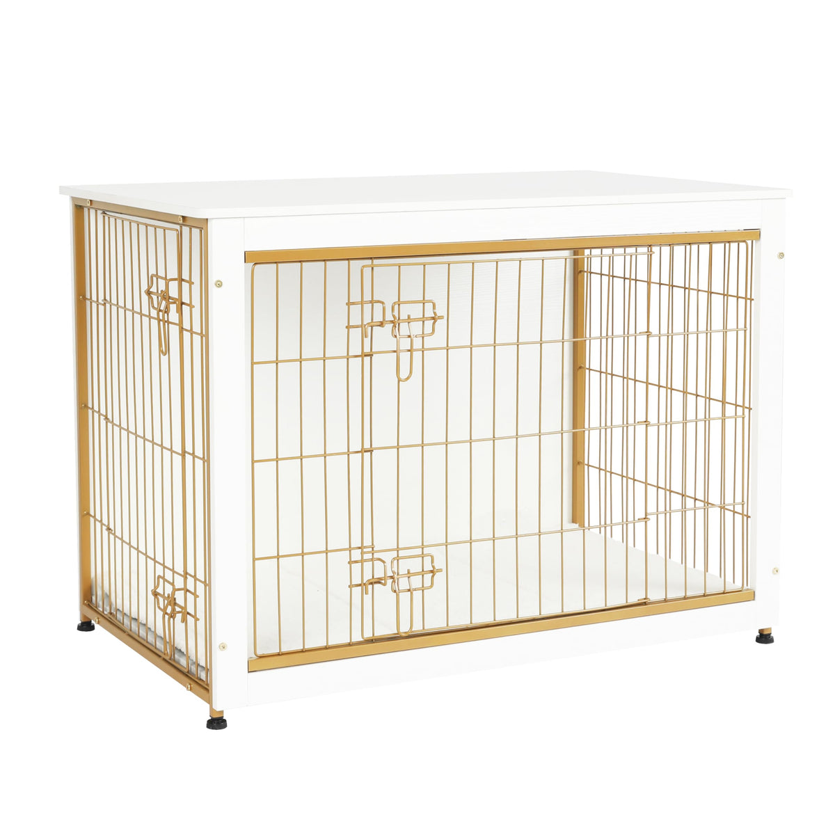 DWANTON jaula para perros con puertas dobles, estable para uso en sala