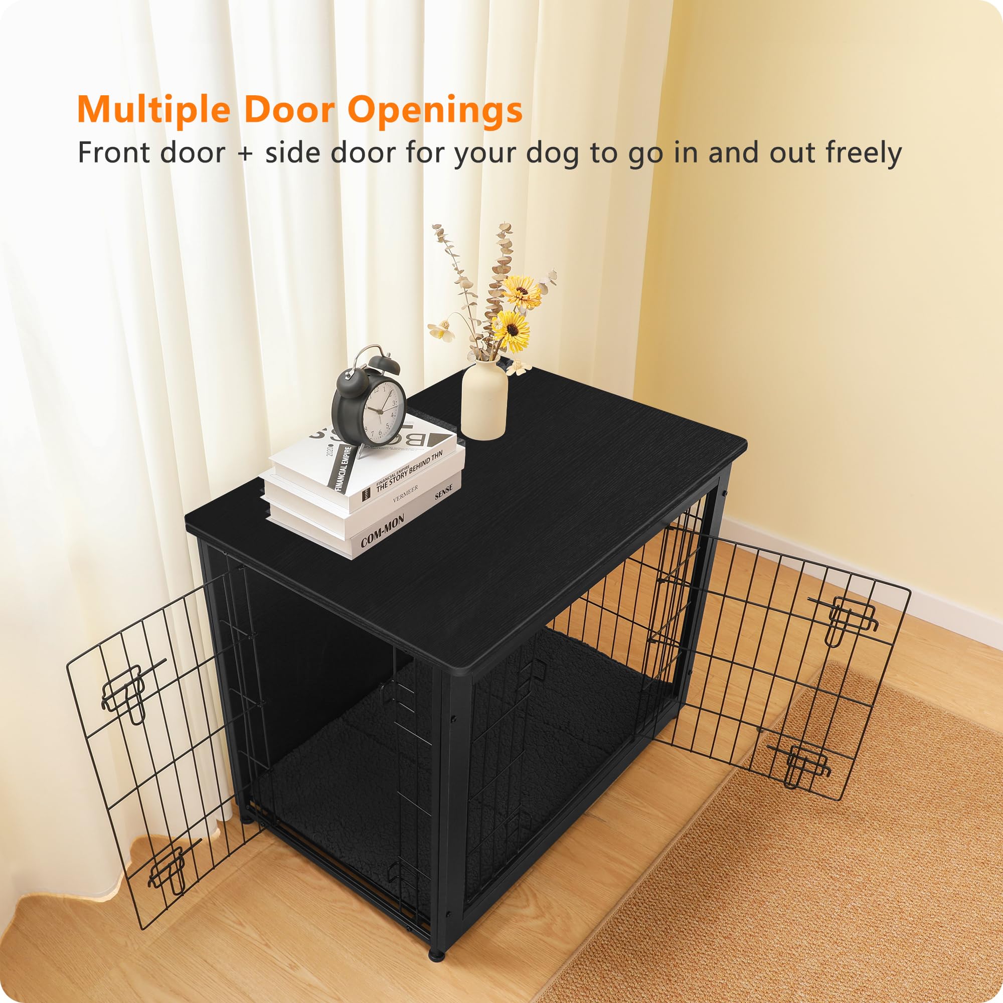 Dwanton mesa para perros de madera con acceso por puertas dobles