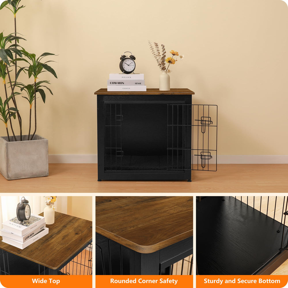 Dwanton mueble para perro en acabado negro-marrón de dos tonos.