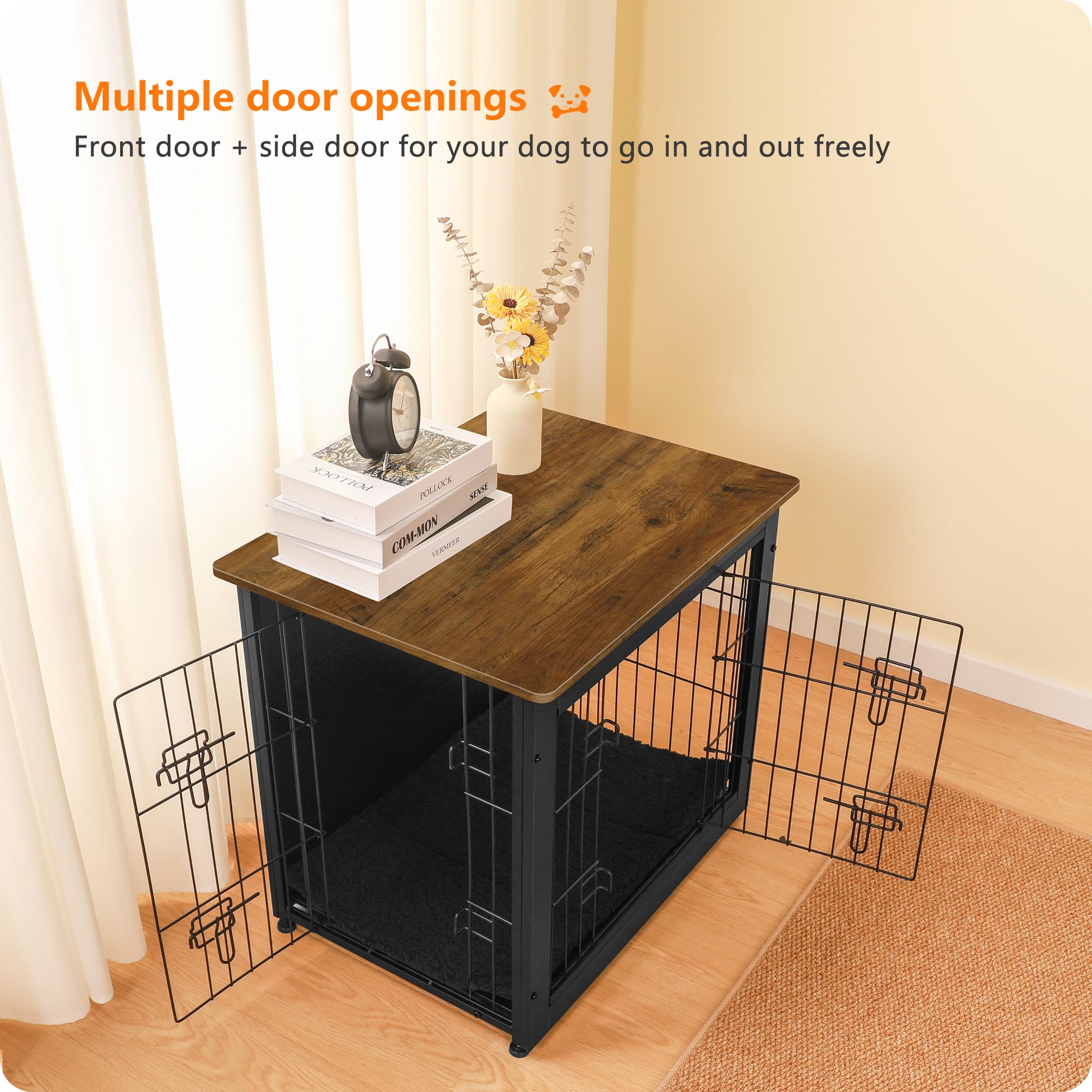 Dwanton jaula para perro con puertas dobles, acceso fácil desde ambos lados.
