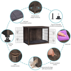 Dwanton puertas dobles en caja para perro, acceso cómodo para mascota.
