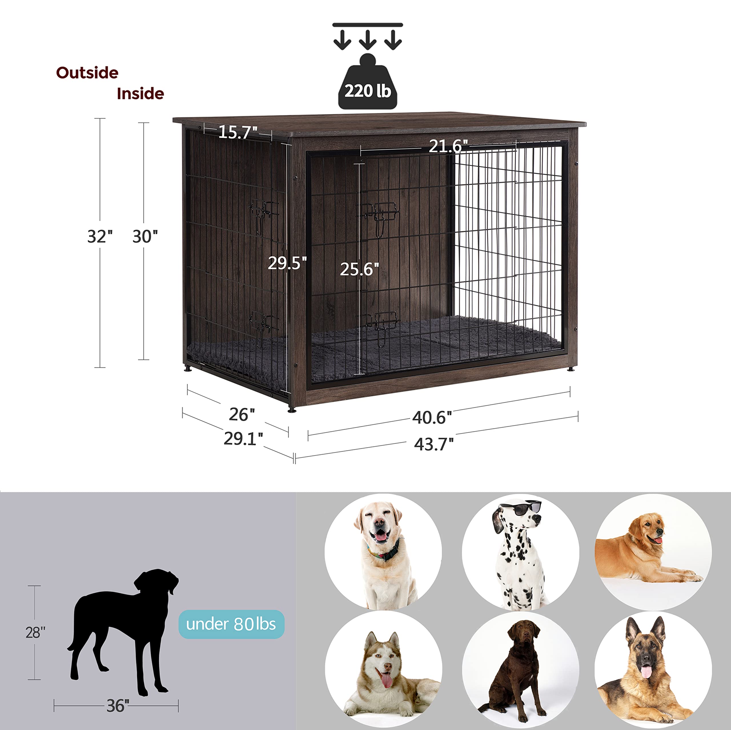 Dwanton uso interior de caja para perro, estilo hogareño.