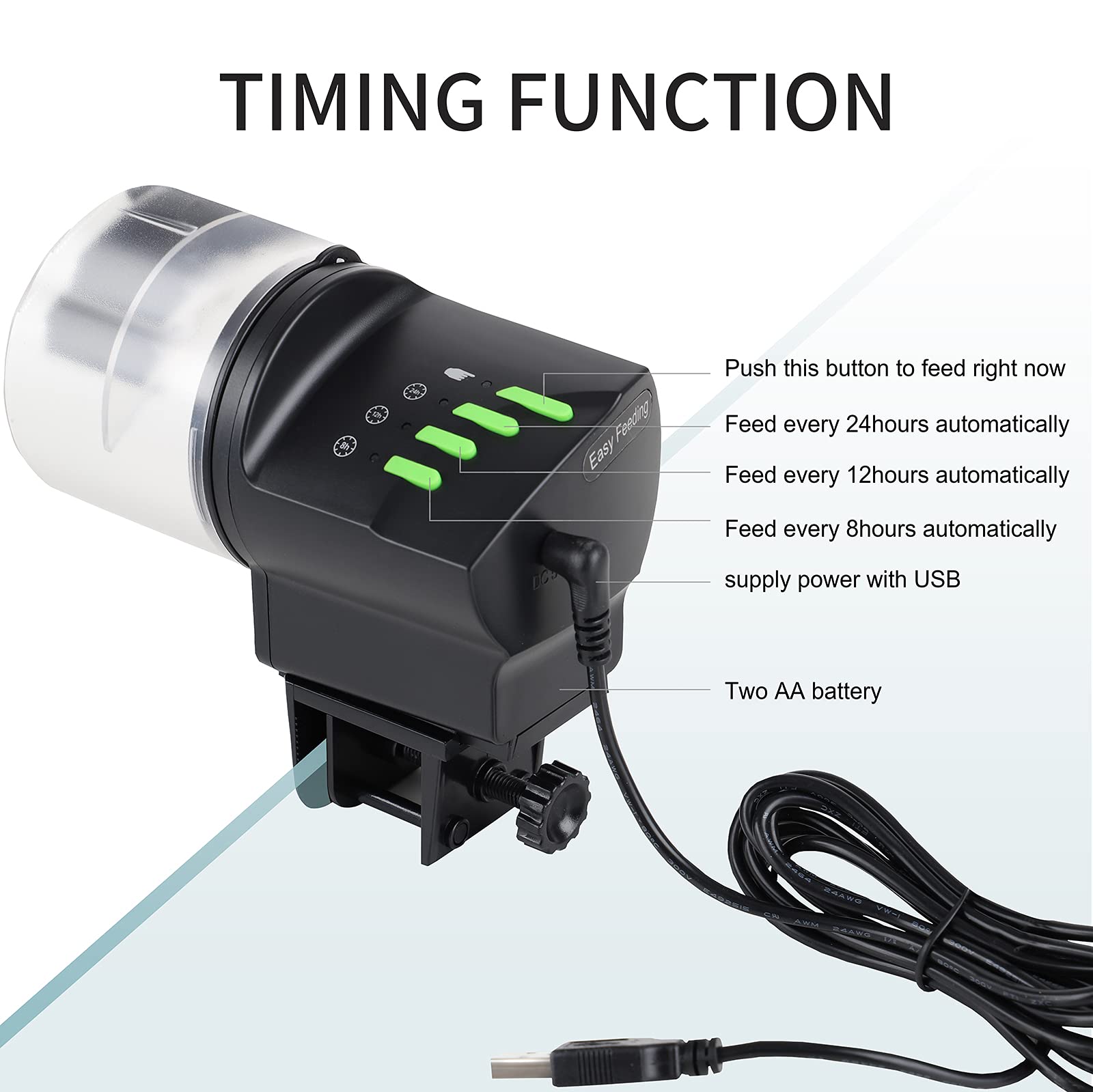 DXOPHIEX alimentador automático para tanque con tapa, fijación estable