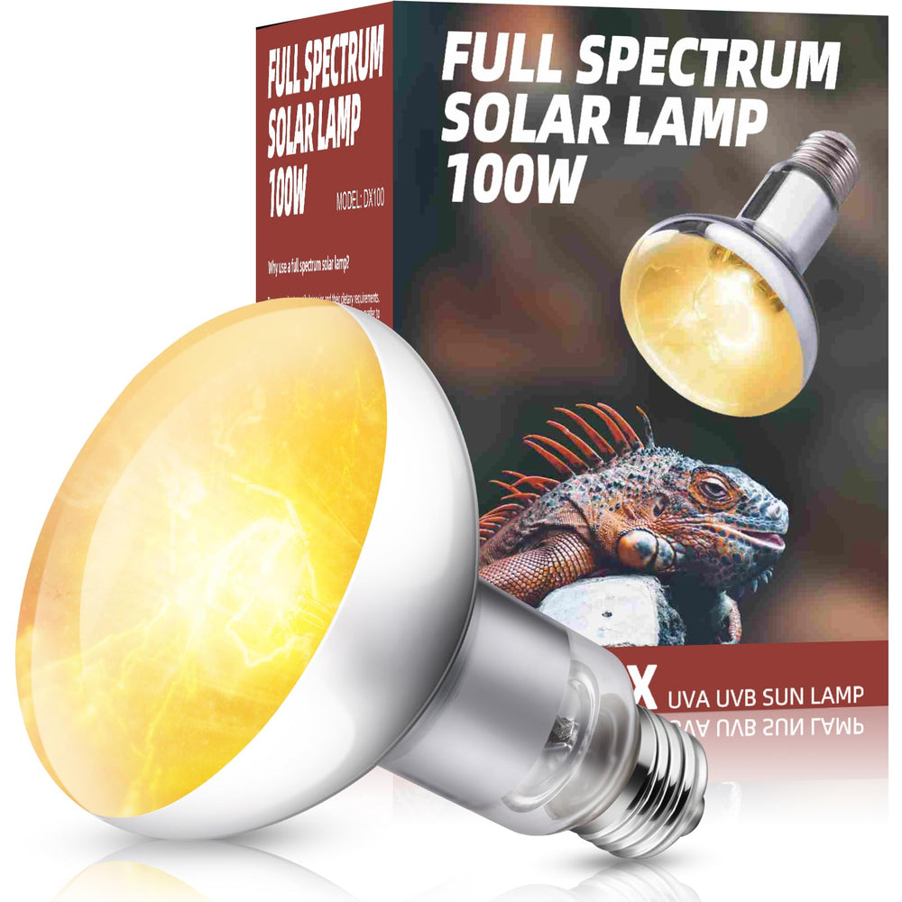 DXOPHIEX bombilla reptil con espectro completo 100W para iluminación diaria.