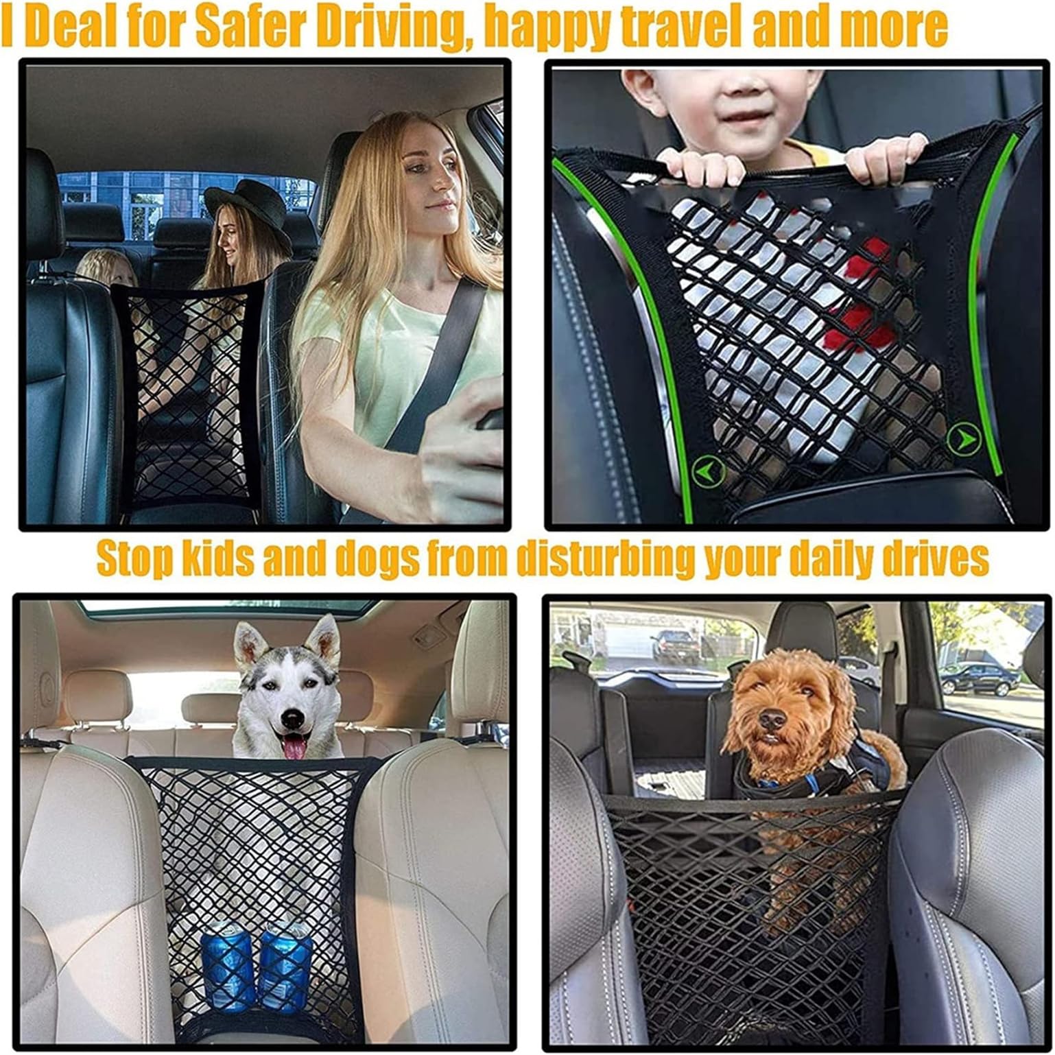 DYKESON organizador-de-malla-para-coche, práctico para guardar objetos pequeños.