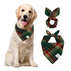 Bandana navideña de E-Clover ajustable para perros, ideal para paseos festivos.