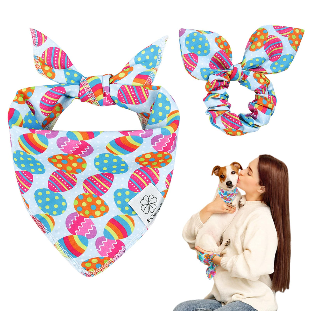 Bandana de Pascua E-Clover para perro, ideal para sesiones de fotos.