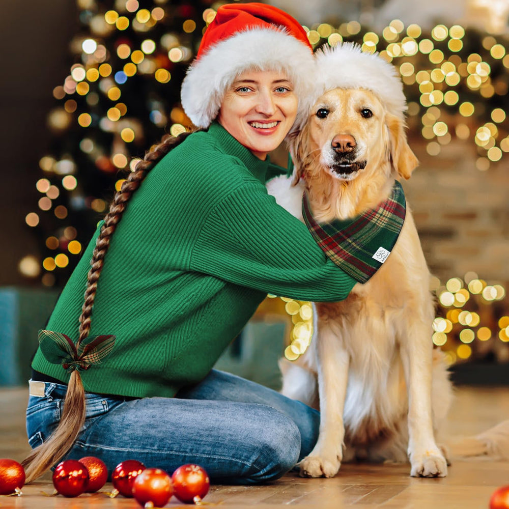 Conjunto bandana y coletero a juego para fotos familiares navideñas.