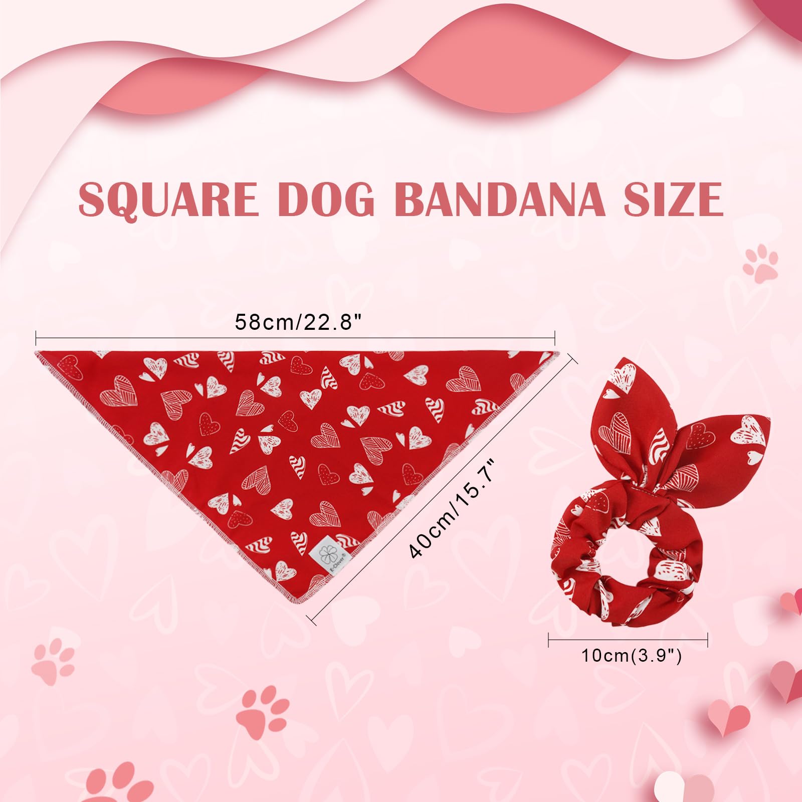 E-Clover bandana para perro con diseño corazón, ideal para salidas y paseos.