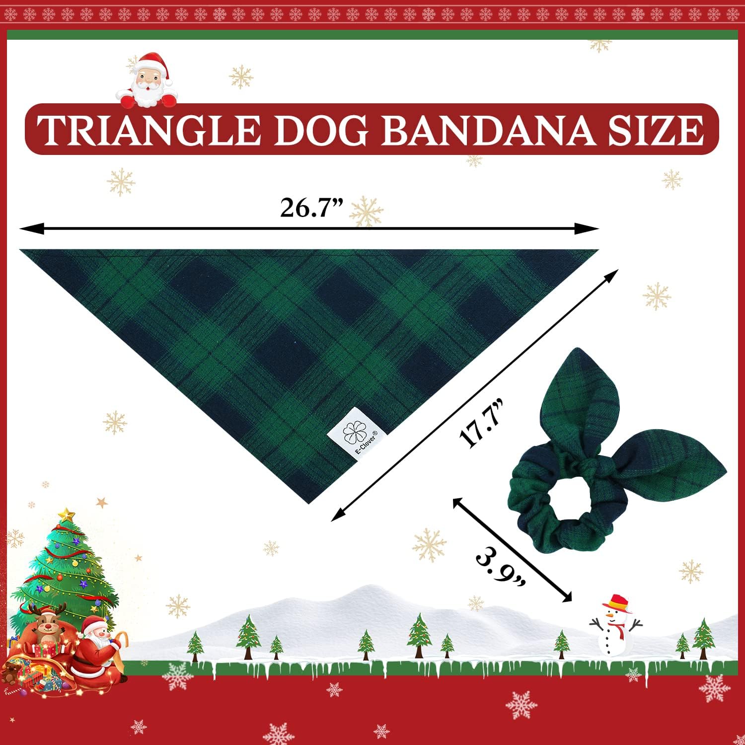Bandana ligera de E-Clover para perro, tela suave y transpirable.