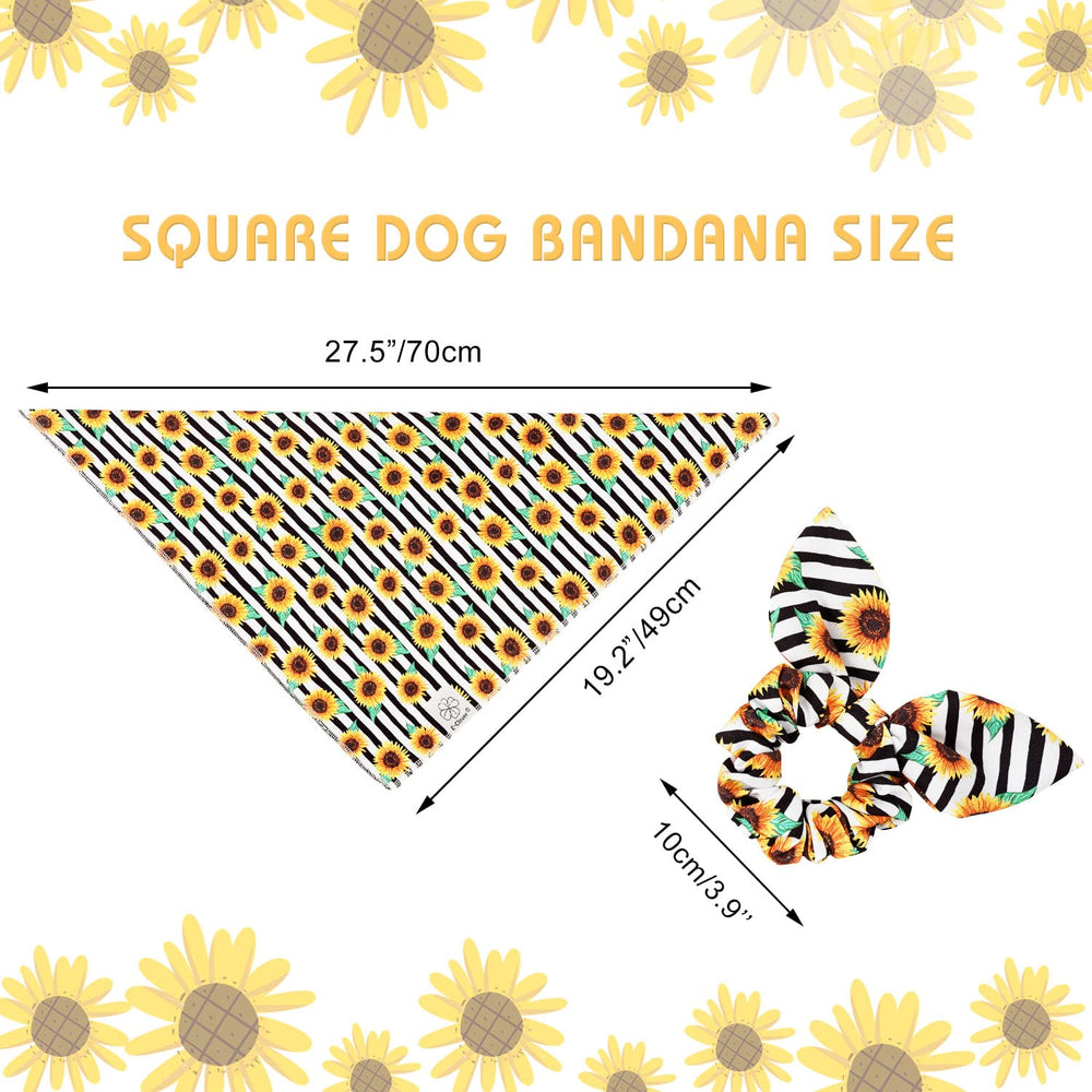E-Clover bandana para perros medianos y grandes con girasol, ajuste sencillo