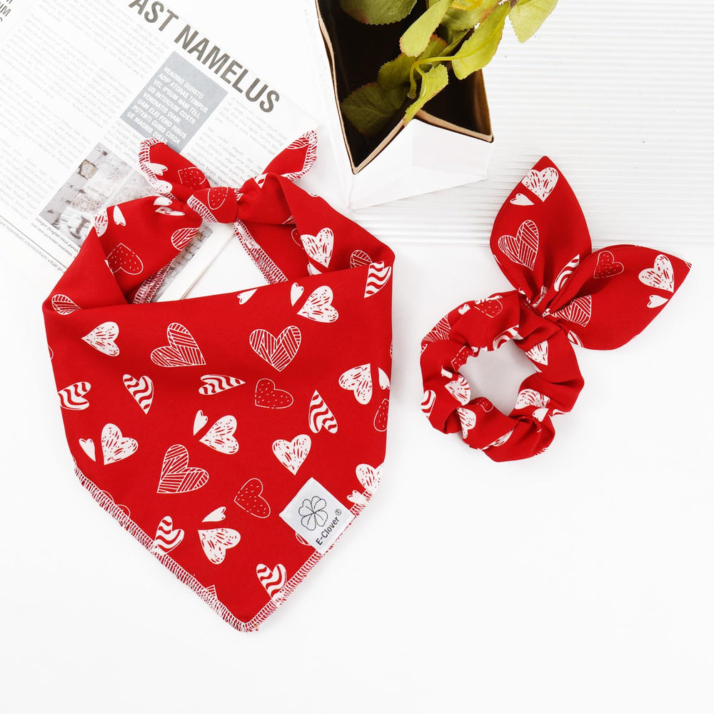 E-Clover conjunto bandana y scrunchie con corazón, ideal para regalos.
