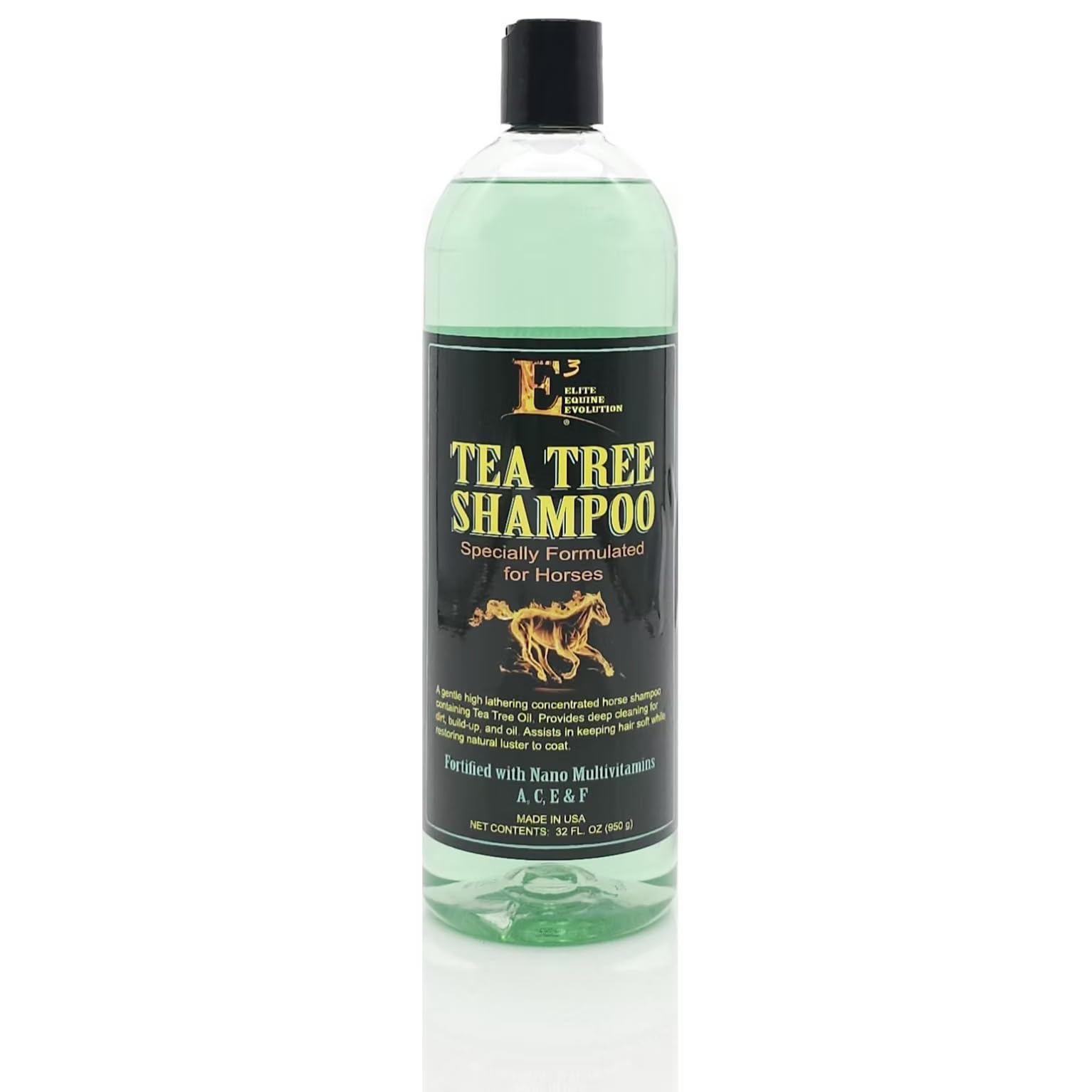 E3 champu arbol-de-te-bote para caballo, cuidado suave y limpieza profunda del pelaje del caballo